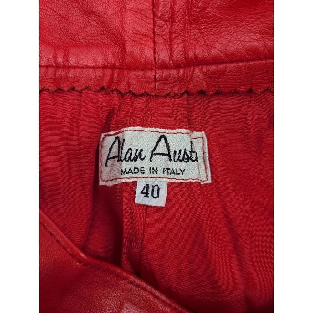 VTG 80s Alan Austin Red Leather Pants Womens S 40 IT High Waisted - Picture 4 of 6